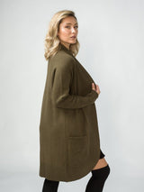Sadie Wool Blend Long Cardigan - Olive Green - Go-Dolly