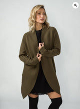 Sadie Wool Blend Long Cardigan - Olive Green - Go-Dolly