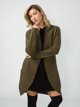Sadie Wool Blend Long Cardigan - Olive Green - Go-Dolly