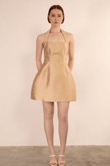 Sienna Halter Mini Dress - Champagne - Go - Dolly