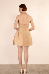 Sienna Halter Mini Dress - Champagne - Go - Dolly