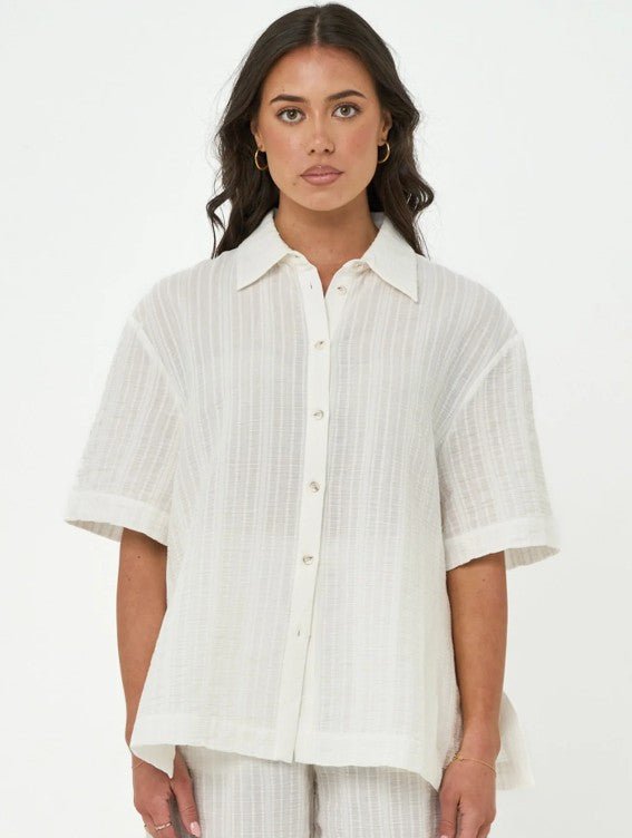 Sloane Button Up Shirt - White - Go - Dolly