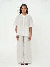 Sloane Button Up Shirt - White - Go - Dolly