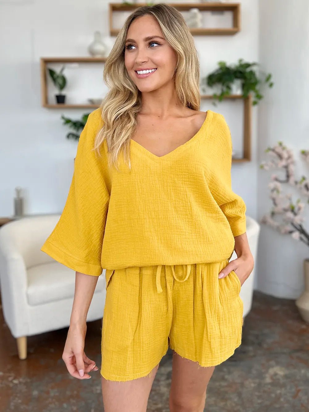 Solace Cotton Shorts and Top Set - Khaki - Go - Dolly