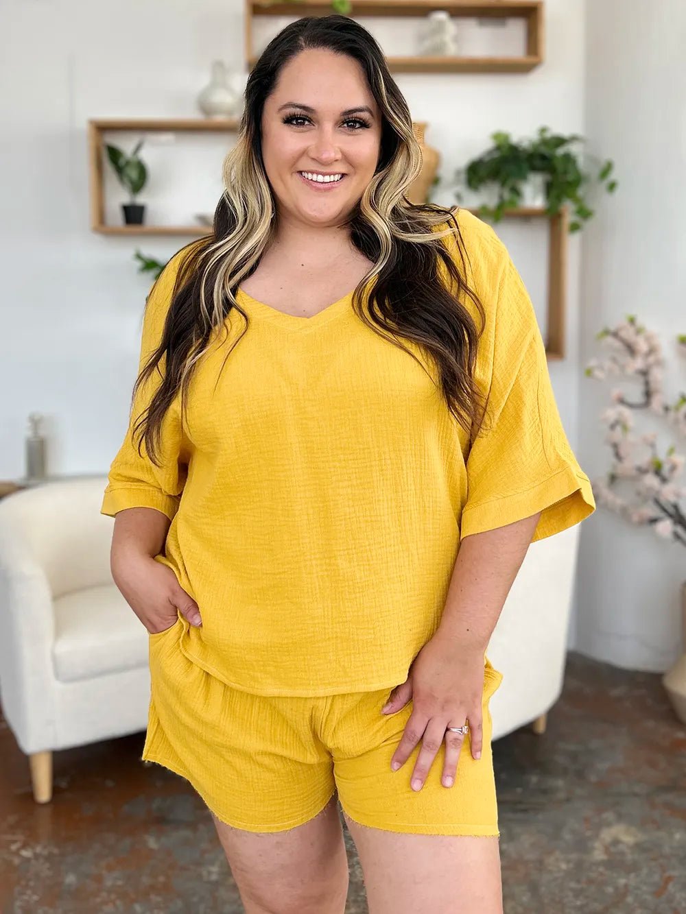 Solace Cotton Shorts and Top Set - Khaki - Go - Dolly