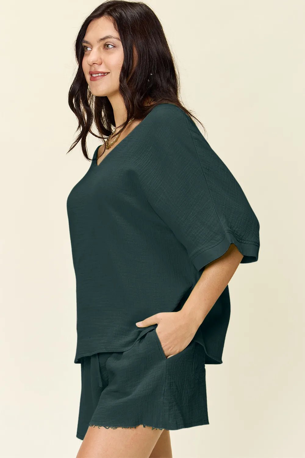 Solace Cotton Shorts and Top Set - Khaki - Go - Dolly