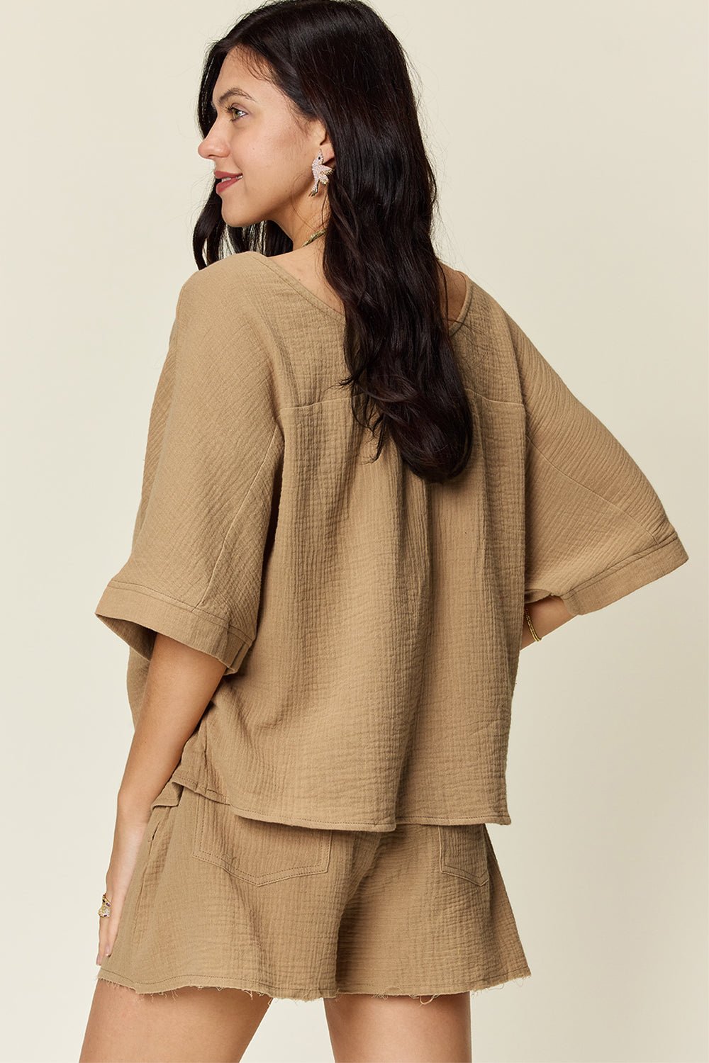 Solace Cotton Shorts and Top Set - Khaki - Go - Dolly