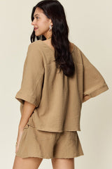 Solace Cotton Shorts and Top Set - Khaki - Go - Dolly