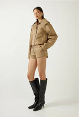Solene Faux Suede Jacket - Fawn - Go-Dolly