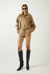 Solene Faux Suede Jacket - Fawn - Go-Dolly