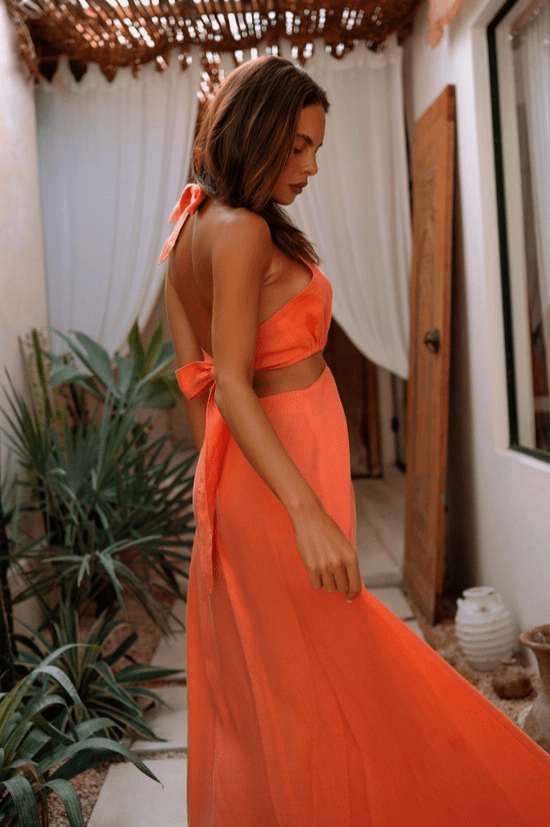 Sophia Maxi Dress - Peach - Go - Dolly