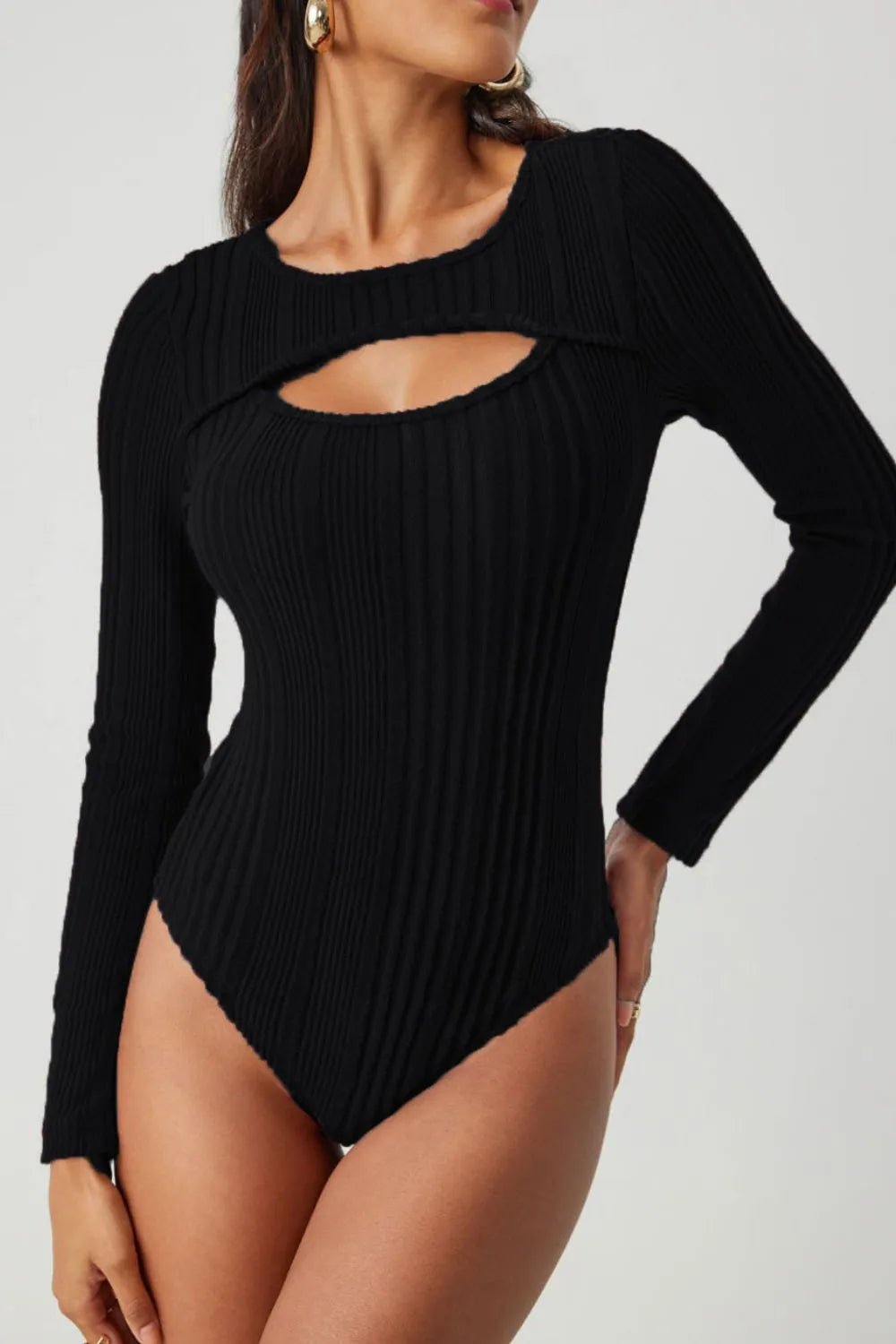 Tara Cutout Bodysuit – Black & Burgundy - Go - Dolly