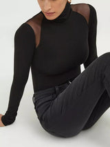 Tarlo Mesh Turtleneck Bodysuit - Black - Go - Dolly