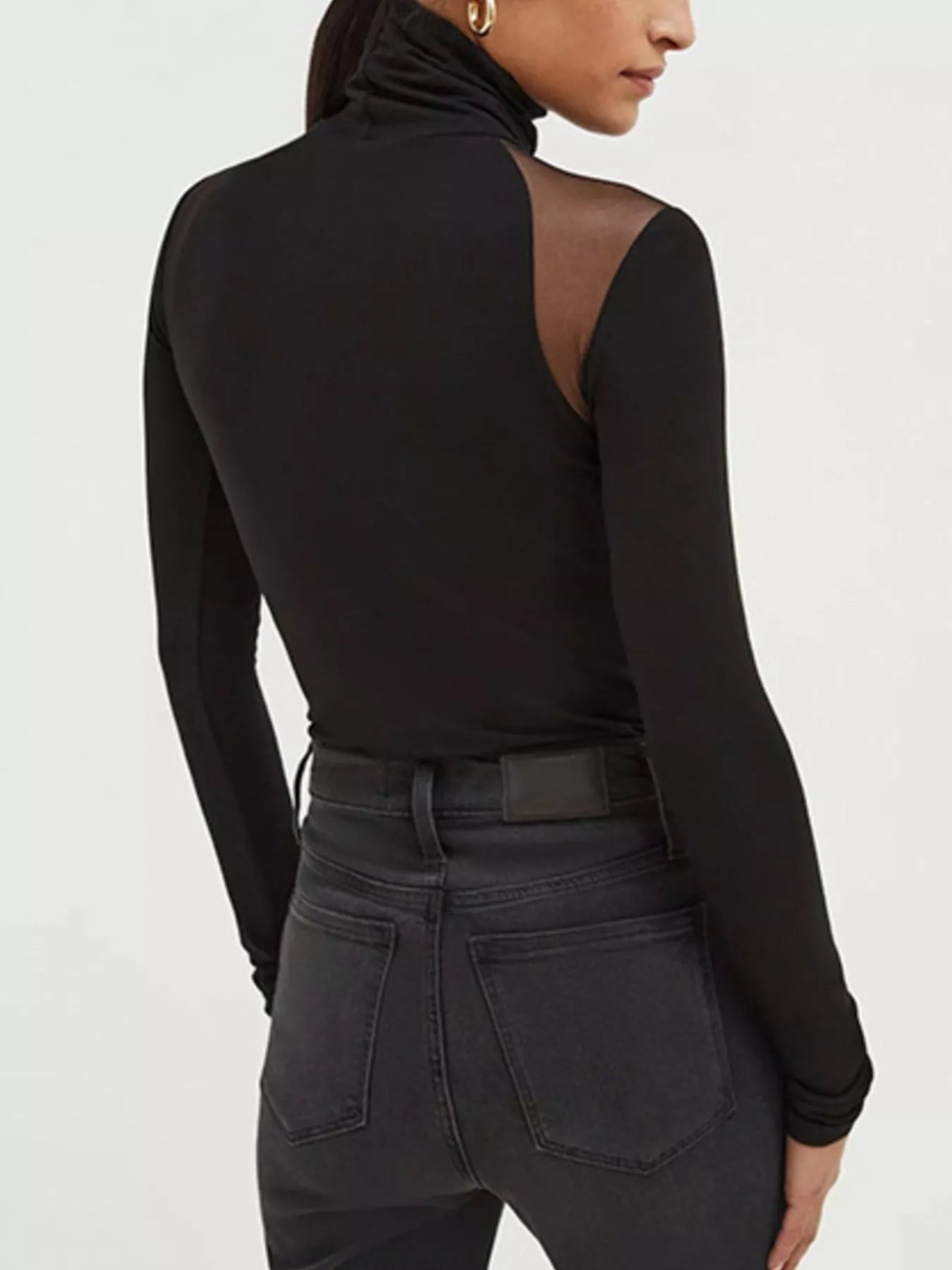 Tarlo Mesh Turtleneck Bodysuit - Black - Go - Dolly
