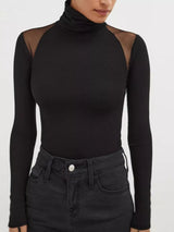 Tarlo Mesh Turtleneck Bodysuit - Black - Go - Dolly