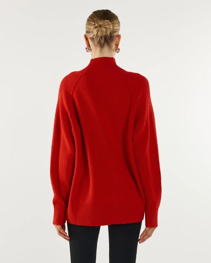 Thala Turtleneck Knit Jumper - Flame Red - Go-Dolly