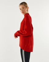 Thala Turtleneck Knit Jumper - Flame Red - Go-Dolly