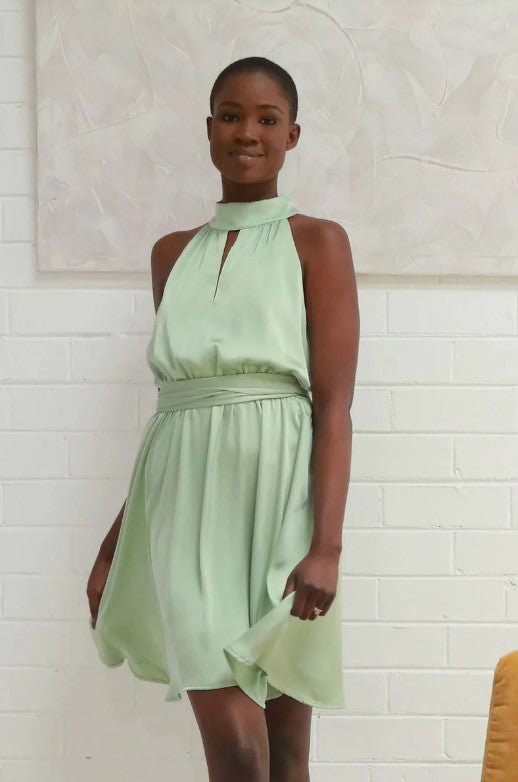 The Lucia Halter Mini Dress – Mint - Go - Dolly