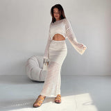 White woven cotton summer two piece set Australia with crop top and maxi skirt