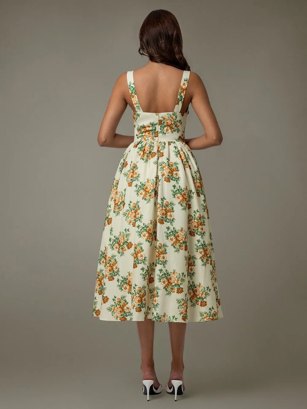 Yamara Midi Dress - Yellow Floral - Go - Dolly