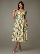 Yamara Midi Dress - Yellow Floral - Go - Dolly