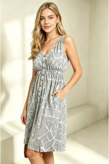 Yana Sleeveless Front Button Mini Dress - Printed - Go-Dolly