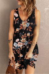 Yana Sleeveless Front Button Mini Dress - Printed - Go-Dolly