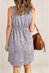 Yana Sleeveless Front Button Mini Dress - Printed - Go-Dolly