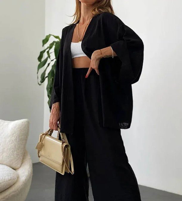 Zafira Cotton Blend Pants and Cardigan Set - Go - Dolly