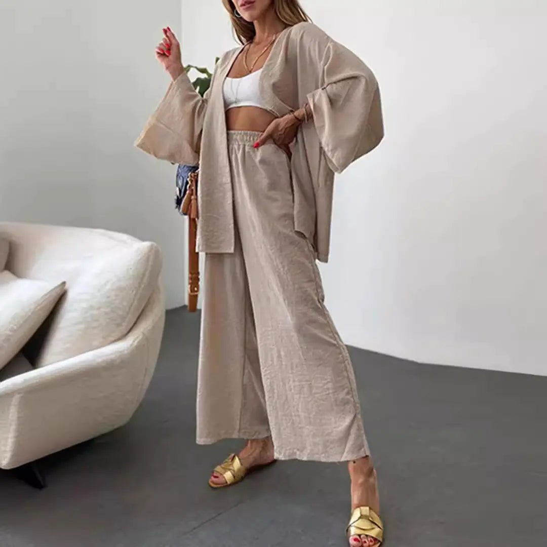 Zafira Cotton Blend Pants and Cardigan Set - Go - Dolly