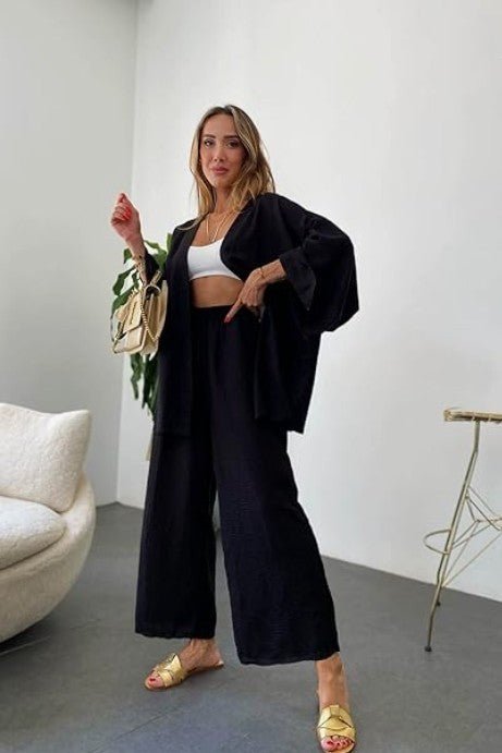 Zafira Cotton Blend Pants and Cardigan Set - Go - Dolly