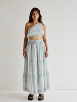 Ziggy Ties One Shoulder Top - Blue Print - Go-Dolly