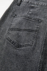 Close-up of pocket detail on the Zuri Maxi Denim Skirt in Black.
