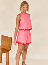 Side view of the Allessa 2 Piece Shorts Set showing relaxed fit and high-waisted silhouette.