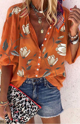 Floral Printed Loose Casual Blouse - Go - Dolly