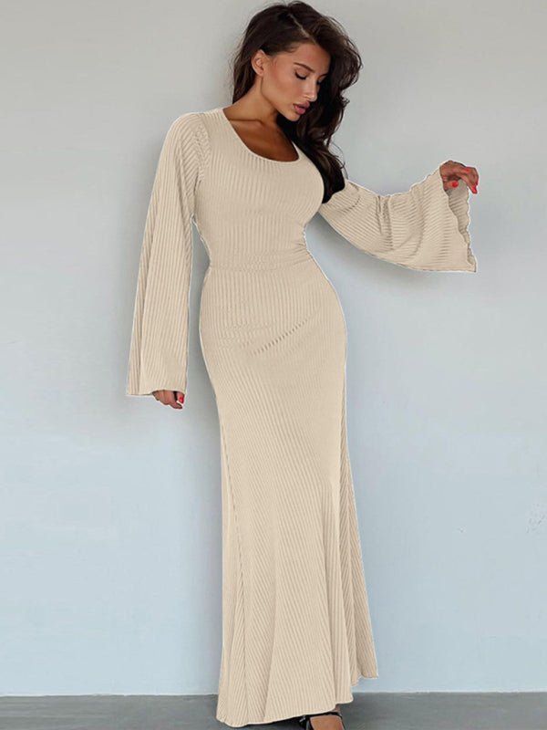 Helena Long Sleeve Maxi Dress - White and Pink - Go - Dolly