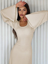 Helena Long Sleeve Maxi Dress - White and Pink - Go - Dolly