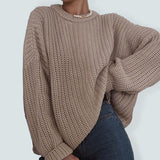 Loose Fit Scoop Neck Knit Sweater - Go-Dolly