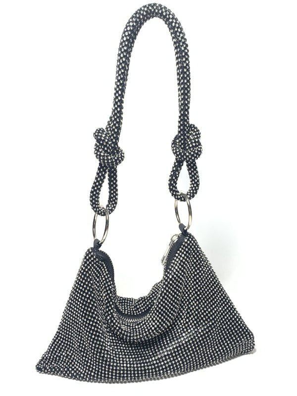 Knotted Black Rhinestone HandBag - Go - Dolly