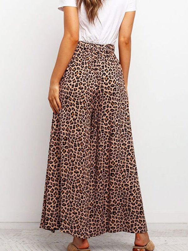 Leopard Print Wide Leg Pants - Go - Dolly