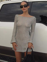 Lisette Chic Mini Dress Striped - Black and White - Go - Dolly