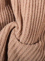 Close-up of ribbed texture detail on the More Of Me Knit in khaki.