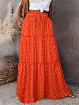 Orange Perfect Dayz Maxi Skirt shown with a white sleeveless top, perfect for vibrant summer days.