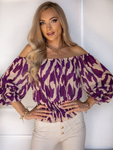 Printed Off The Shoulder Blouse - Go - Dolly