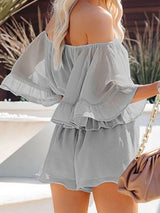 Champlain colour Adelaide Chiffon Playsuit in a soft neutral palette