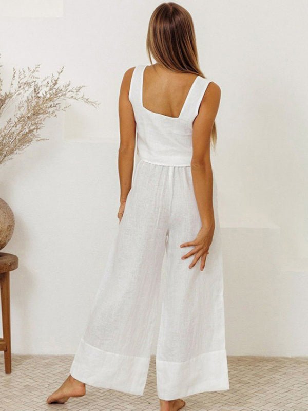 White Shanti set back view with relaxed fit