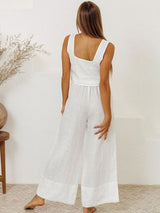 White Shanti set back view with relaxed fit