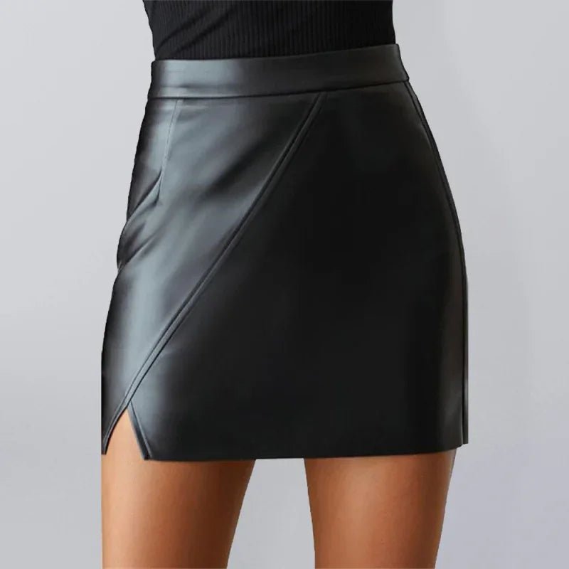 Womens Leather Style Mini Skirt - Go - Dolly