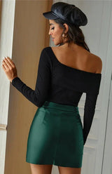 Womens Leather Style Mini Skirt - Go - Dolly