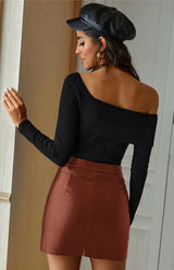 Womens Leather Style Mini Skirt - Go - Dolly